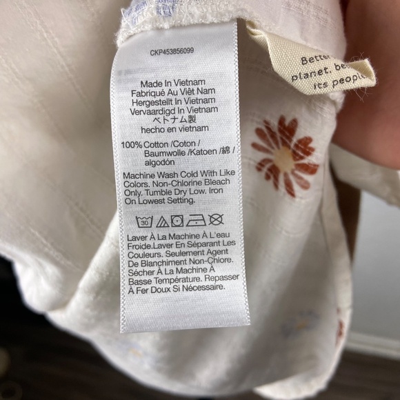 Madewell Printed Floral Short Sleeve Popover Top Women’s Medium 100% Cotton Boho - Picture 7 of 8